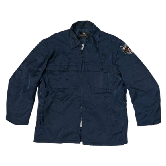 Vintage 1970s Navy Blue US Customs Full Zip Waterproof Heavy Uniform Jacket - Picture 1 of 8